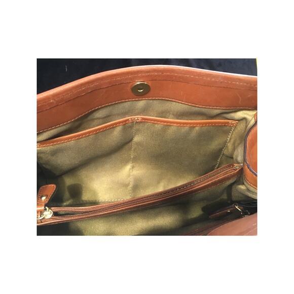 Antonio Melani Leather Hand Bag Purse Outside Magnetic Pocket Gold Chain Straps - Picture 6 of 12